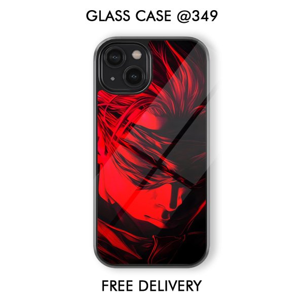 Gojo Red Style 3d Glass Phone Cover 