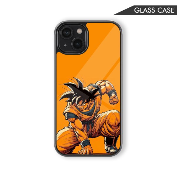 Goku Yellow Background Glass Phone Case