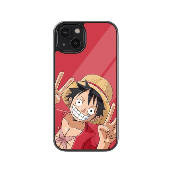 Luffy Red Background Glass Phone Cover