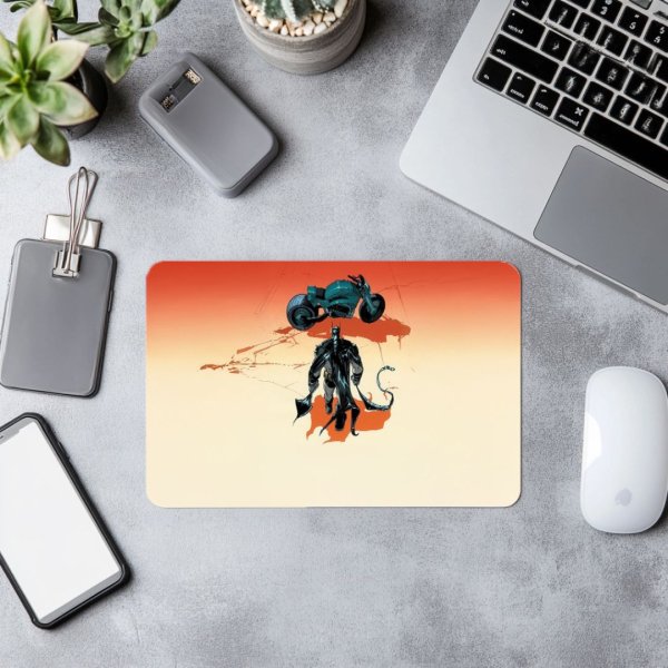 Batman With Bike Style Mouse Pad
