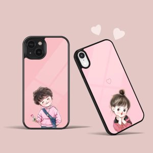 Cute Couple Pink Background Phone Cover